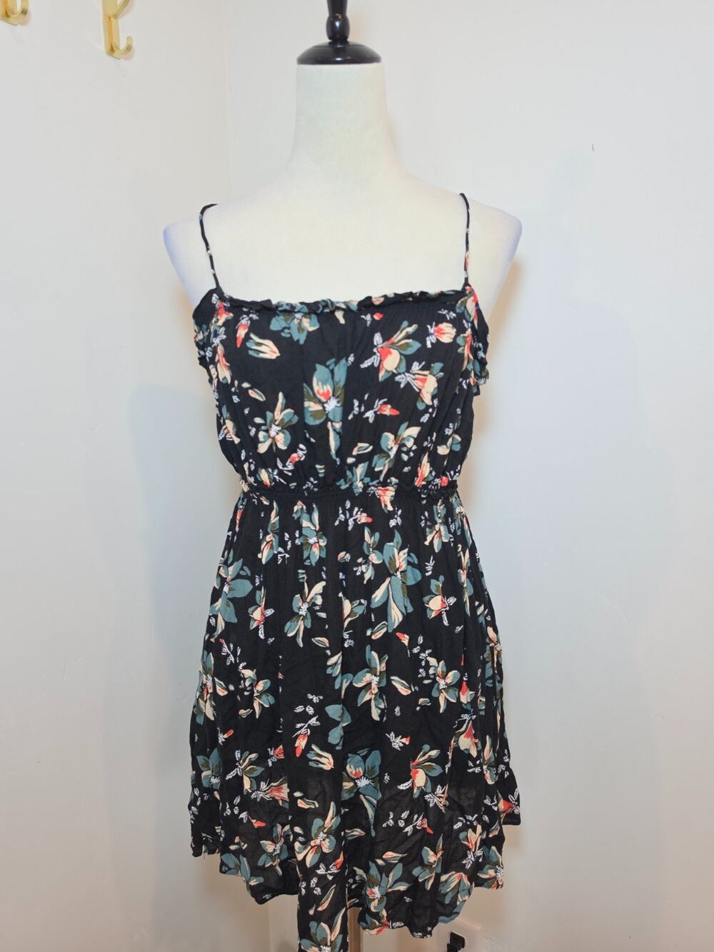 Free People Intimately Jolene Mini Slip Dress Medium  Black Floral  Babydoll